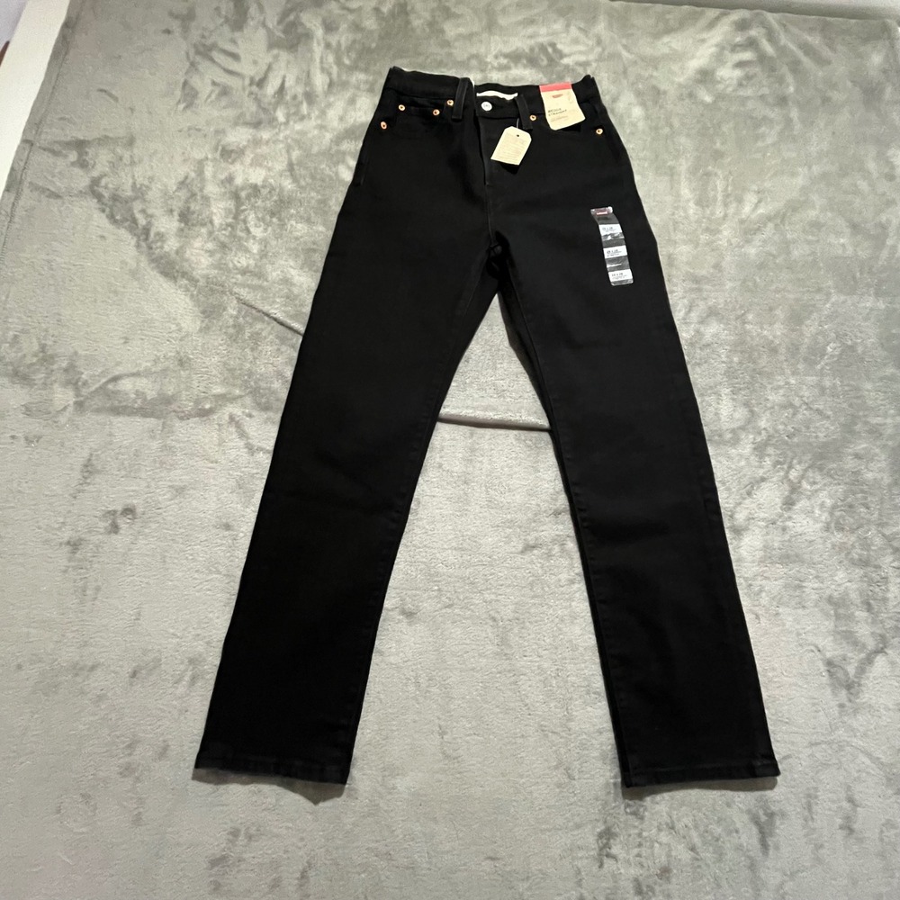 Levi's Wedgie Straight Jeans Womens 26 Black High Rise Stretch 34964-0244